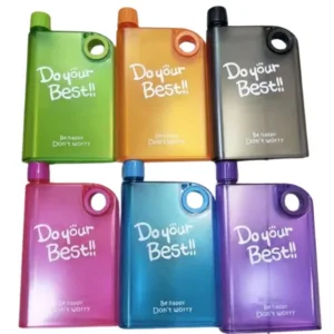 Black Ultra Slim Notebook Style Water Bottle 380ml | Portable Memo Bottle for Travel, School & Office