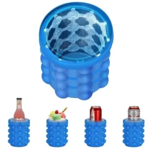 Silicone Ice Genie Cube Maker | 2-in-1 Ice Bucket Mold | Portable Soft Silicone Ice Cube Maker for Travel & Outdoor