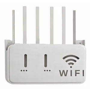 Light Gray WiFi Router Storage Box & Wall Mount Shelf  Universal Cable Organizer | Space-Saving Holder for Modem, Set-Top Box & Smart Devices | Home & Office Use